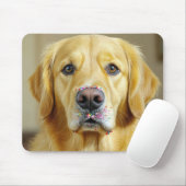 Golden Retriever met strooien op de neus Muismat (Met muis)