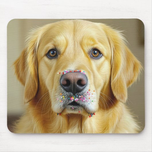 Golden Retriever met strooien op de neus Muismat (Voorkant)