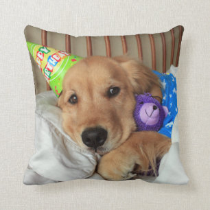 Golden Retriever met Teddy Bear Birthday Kussen