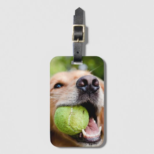 Golden Retriever met Tennis Ball Bagagelabel (Voorkant (verticaal))