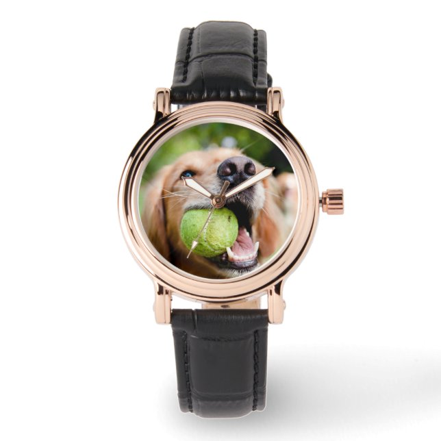 Golden Retriever met Tennis Ball Horloge (Voorkant)
