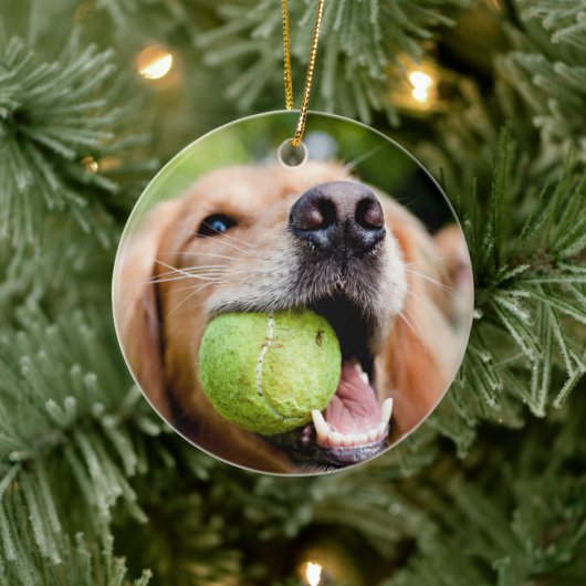 Golden Retriever met Tennis Ball Keramisch Ornament (Boom)