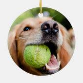 Golden Retriever met Tennis Ball Keramisch Ornament (Achterkant)