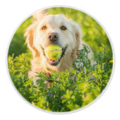 Golden Retriever met Tennis Ball Keramische Knop (Voorkant)