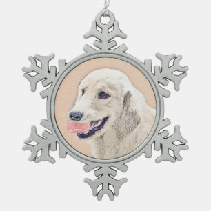 Golden Retriever met Tennis Ball Painting Dog Art Tin Sneeuwvlok Ornament
