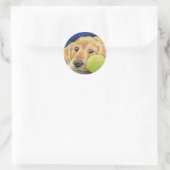 Golden Retriever met Tennis Ball Ronde Sticker (Tas)
