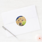 Golden Retriever met Tennis Ball Ronde Sticker (Envelop)
