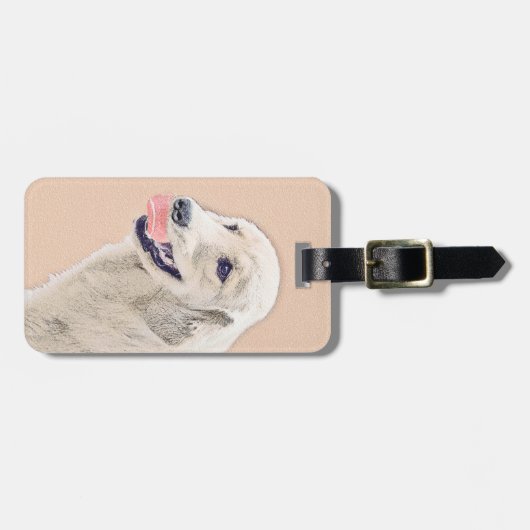 Golden Retriever met Tennis Ball-schilderkunst Bagagelabel (Voorkant horizontaal)