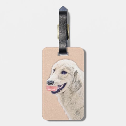Golden Retriever met Tennis Ball-schilderkunst Bagagelabel (Achterkant verticaal)