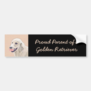 Golden Retriever met Tennis Ball-schilderkunst Bumpersticker