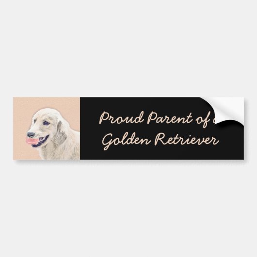 Golden Retriever met Tennis Ball-schilderkunst Bumpersticker (Voorkant)