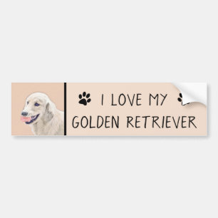Golden Retriever met Tennis Ball-schilderkunst Bumpersticker