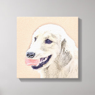 Golden Retriever met Tennis Ball-schilderkunst Canvas Afdruk