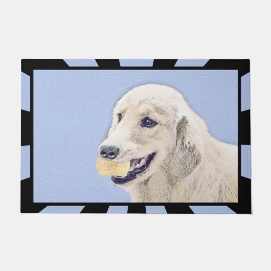 Golden Retriever met Tennis Ball-schilderkunst Deurmat (Voorkant)
