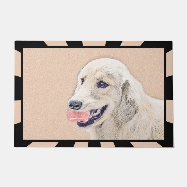 Golden Retriever met Tennis Ball-schilderkunst Deurmat (Voorkant)