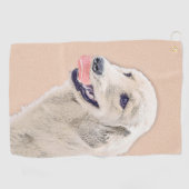 Golden Retriever met Tennis Ball-schilderkunst Golfhanddoek (Horizontaal)
