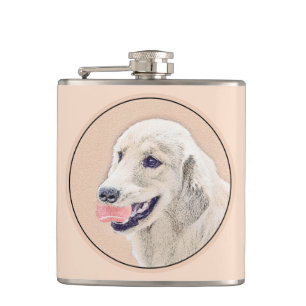 Golden Retriever met Tennis Ball-schilderkunst Heupfles