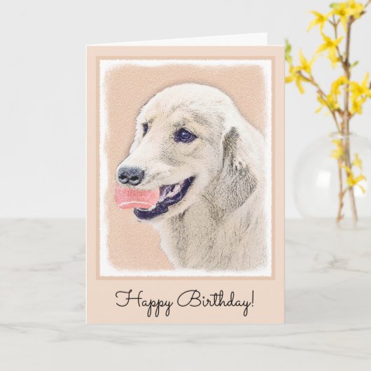 Golden Retriever met Tennis Ball-schilderkunst Kaart (Gele Bloem)
