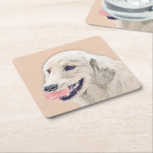 Golden Retriever met Tennis Ball-schilderkunst Kartonnen Onderzetters (Schuin)