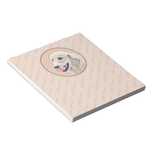 Golden Retriever met Tennis Ball-schilderkunst Notitieblok (Schuin)