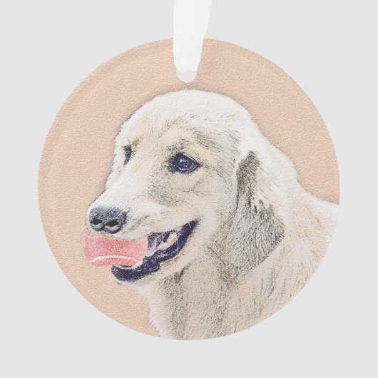 Golden Retriever met Tennis Ball-schilderkunst Ornament (voorkant)