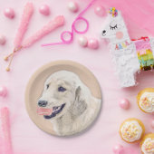 Golden Retriever met Tennis Ball-schilderkunst Papieren Bordje (Feest)