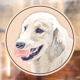 Golden Retriever met Tennis Ball-schilderkunst Raamsticker