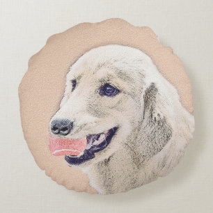 Golden Retriever met Tennis Ball-schilderkunst Rond Kussen