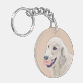 Golden Retriever met Tennis Ball-schilderkunst Sleutelhanger (Voorkant Links)