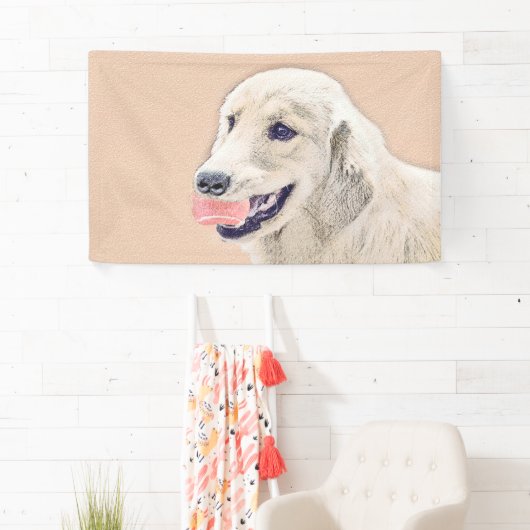 Golden Retriever met Tennis Ball-schilderkunst Spandoek (Insitu)