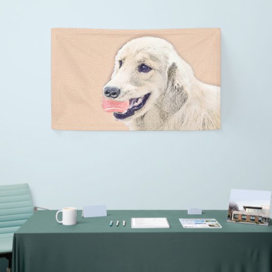 Golden Retriever met Tennis Ball-schilderkunst Spandoek (Beurs)