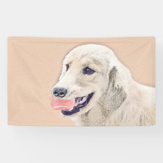 Golden Retriever met Tennis Ball-schilderkunst Spandoek (Horizontaal)