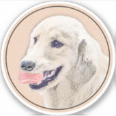 Golden Retriever met Tennis Ball-schilderkunst Sticker (Voorkant)