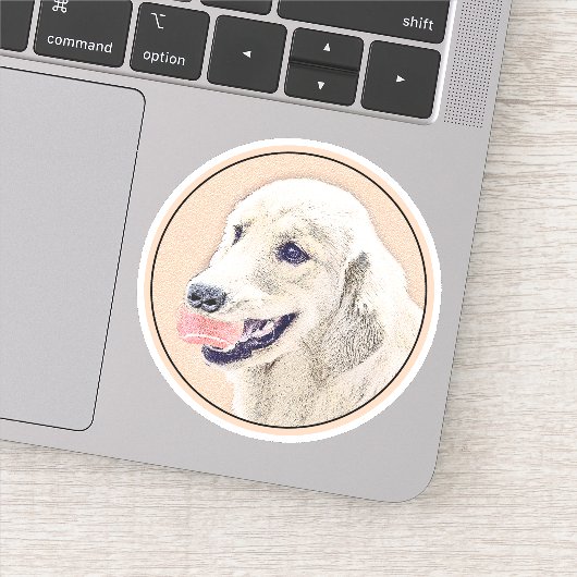 Golden Retriever met Tennis Ball-schilderkunst Sticker (Detail)