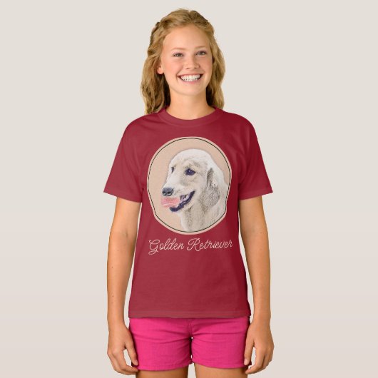 Golden Retriever met Tennis Ball-schilderkunst T-shirt (Voorkant volledig)