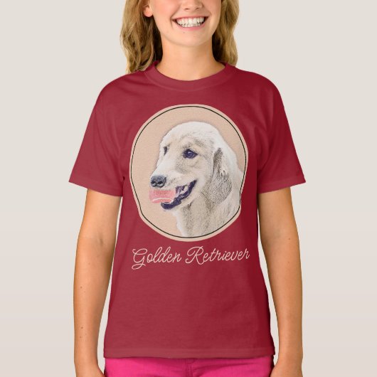 Golden Retriever met Tennis Ball-schilderkunst T-shirt (Voorkant)