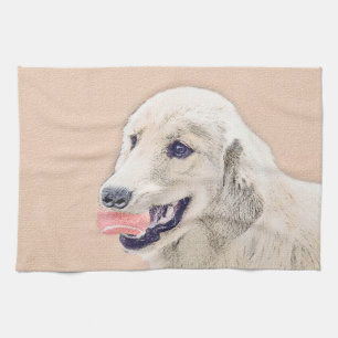 Golden Retriever met Tennis Ball-schilderkunst Theedoek