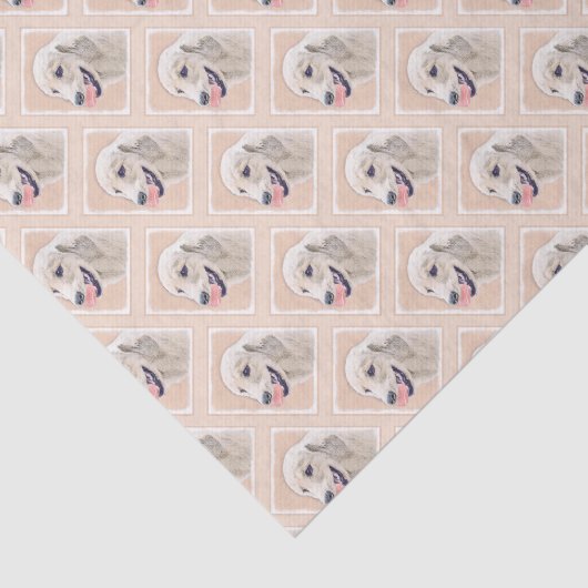 Golden Retriever met Tennis Ball-schilderkunst Tissuepapier (Detail)