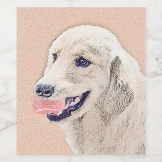 Golden Retriever met Tennis Ball-schilderkunst Wijn Etiket (Enkel label)