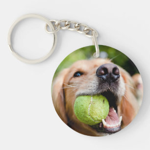 Golden Retriever met Tennis Ball Sleutelhanger