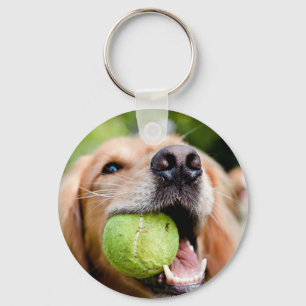 Golden Retriever met Tennis Ball Sleutelhanger