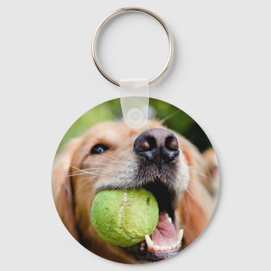 Golden Retriever met Tennis Ball Sleutelhanger (Voorkant)