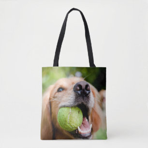 Golden Retriever met Tennis Ball Tote Bag
