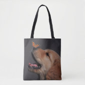 Golden Retriever met vlinder op zijn neus Tote Bag (Voorkant)
