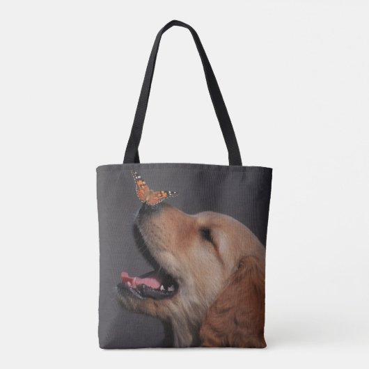 Golden Retriever met vlinder op zijn neus Tote Bag (Achterkant)