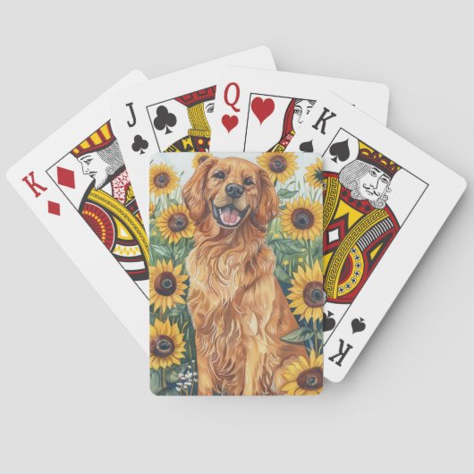 Golden Retriever met zonnebloemen Pokerkaarten (Achterkant)