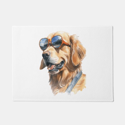 Golden Retriever met zonnebril 2 Deurmat (Voorkant)