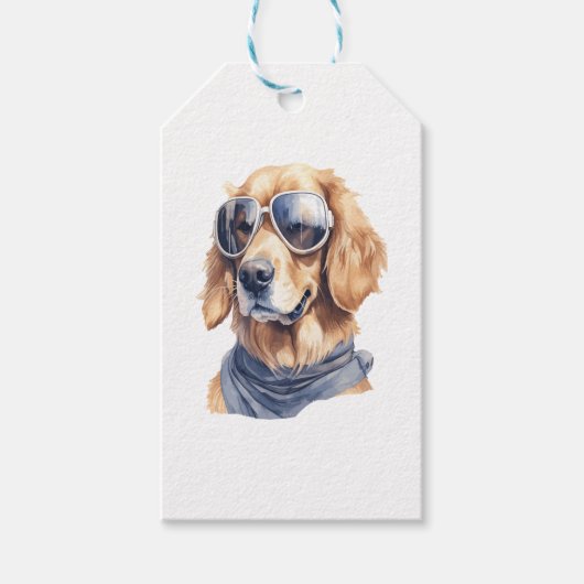 Golden Retriever met zonnebril Cadeaulabel (Voorkant)
