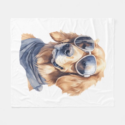 Golden Retriever met zonnebril Fleece Deken (Voorkant (Horizontaal))