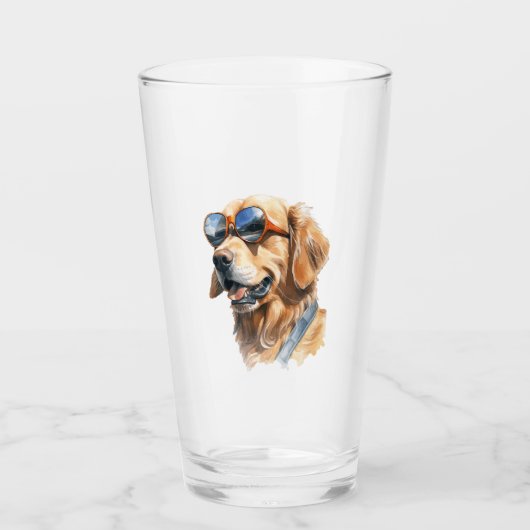 Golden Retriever met zonnebril Glas (Voorkant)